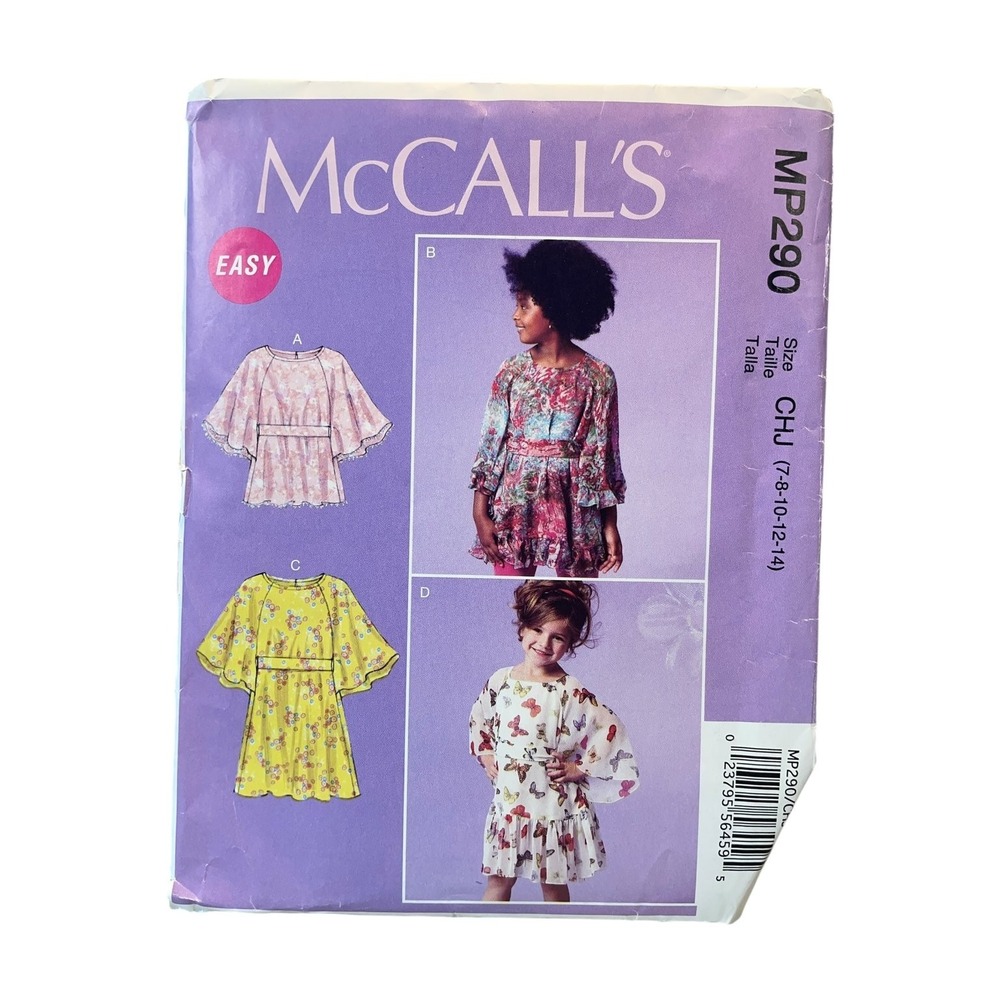 McCall's Sewing Pattern Girls 7-14 MP290 Tops Dresses Belt Easy Uncut FF